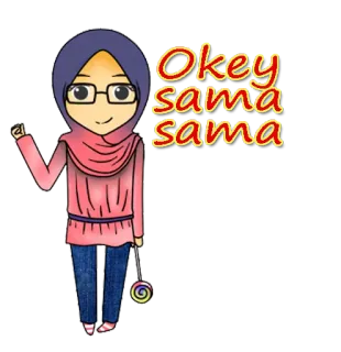 😄 a3c73d08 Okey sama sama Hijab, Kartun, Kacamata, Lucu whatsapp sticker