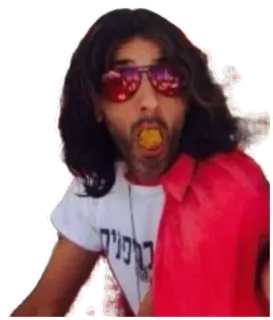 😵 fdb92423 כדורסלים persona, comiendo, gafas de sol, hombre, hebreo telegram sticker