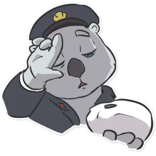 💀 21b8cab3 animal, oso, militar, uniforme, saludo, dibujo animado whatsapp sticker