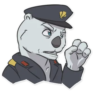 😡 78cf5b5c animal, oso, uniforme, militar, enojado, dibujos animados whatsapp sticker
