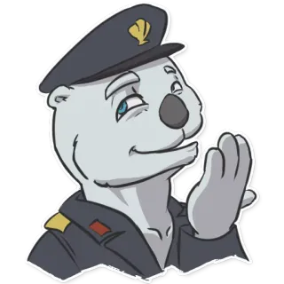 😜 9c49d4dc animal, oso, oficial, militar, dibujo animado, policía, uniforme, gorra whatsapp sticker