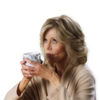 😓 2201d5d7 femme, boire, thé, café, cheveux blonds, portrait telegram sticker