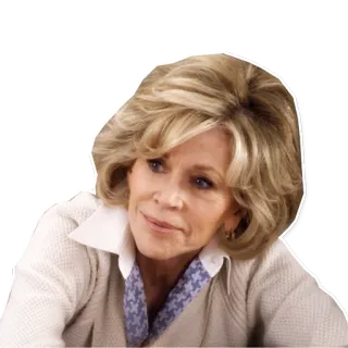 😌 5d741b63 Jane Fonda actrice, célébrité, femme, personne, cheveux blonds, portrait telegram sticker