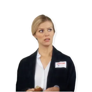 😦 b331f4e5 VISITOR femme, visiteur, badge nominatif, personne, blonde telegram sticker