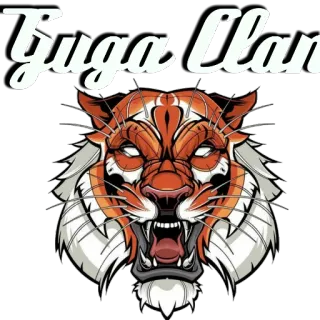 🦁 29b63673 Tuga Clan 호랑이, 클랜, 동물, 주황색, 흰색, 만화, 마스코트 telegram sticker