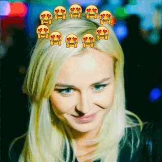 😍 2975e646 女人, 表情符号, 爱, 心形眼, 金发, 微笑 telegram sticker