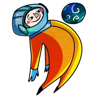 😐 65c3067b astronauta, spazio, pianeta, cartone animato, casco, tuta, tuta spaziale, esplorazione telegram sticker