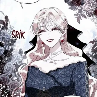 ⛩ 8a6c2a0a SRIK wanita, potret, manga, seni, mawar, gaun, perhiasan telegram sticker