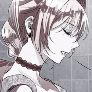 ⛩ 9ba7ec2a wanita, gadis, anime, manga, potret, ilustrasi, renda, choker telegram sticker