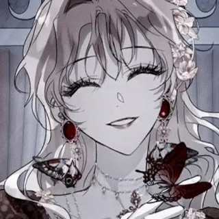 ⛩ bf20b456 wanita, potret, kupu-kupu, manga, anime, ilustrasi, kartun telegram sticker