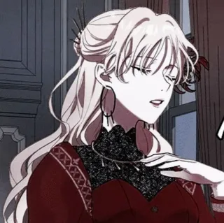 ⛩ c73c65e8 Anime, Wanita, Elegan, Gaun merah, Potret telegram sticker