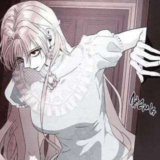 ⛩ d6df8b6b 아웃써야야 wanita, anime, manga, gaun, rambut panjang telegram sticker