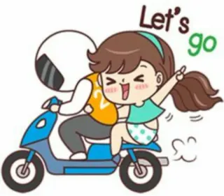 🛵 4283ac2d Let's go kartun, skuter, gadis, perjalanan, ayo pergi, animasi telegram sticker
