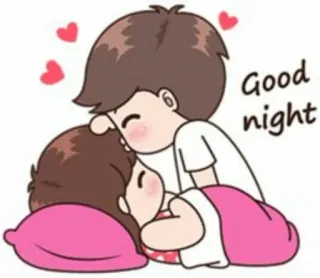 😘 50a8b002 Good night Selamat malam, Cinta, Romantis, Kartun, Lucu, Pasangan telegram sticker