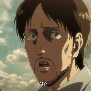 🌟 01e06067 Eren Yeager Attack on Titan Ah? Anime, Charakter, Ausdruck, Schockiert, Attack on Titan whatsapp sticker