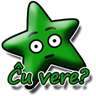 😳 05aff183 Ĉu vere? star, expression, question, esperanto, green, cute whatsapp sticker