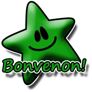 👋 ab206be5 Bonvenon! star, green, greeting, esperanto whatsapp sticker
