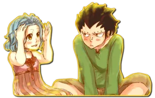 🙁 cf1939f2 Levy McGarden อนิเมะ, แฟรี่เทล, เลวี่, มัคการ์เดน, กาเซล, จิบิ telegram sticker