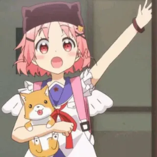 🎈 3a55759a Аниме, Девочка, Собака, Милый, Мультфильм whatsapp sticker