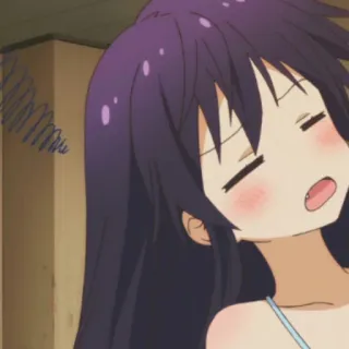 ☂ 6468b690 аниме, девушка, сонная, мультфильм whatsapp sticker