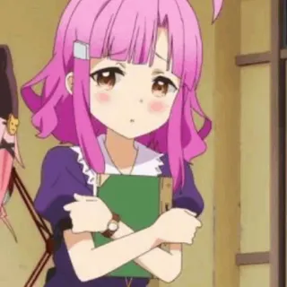 🌷 697472b8 аниме, девушка, розовые волосы, мило whatsapp sticker