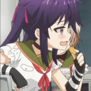 ☂ a4121b87 Аниме, Девочка, Еда, Школьная форма whatsapp sticker