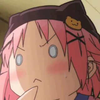 🎀 c9960b8e аниме, милый, розовые волосы, в замешательстве whatsapp sticker