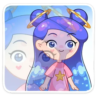 😮 080c2aef dessin animé, fille, étoiles, étincelles, halo, mignon, illustration telegram sticker