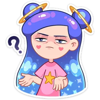 😔 6ce6b6e3 dessin animé, fille, question, personnage, mignon, autocollant telegram sticker