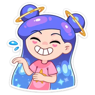 😔 90c8daae Dessin animé, Mignon, Fille, Espace, Planète, Halo, Étincelle telegram sticker