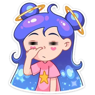 😔 b0a54646 Dessin animé, Fille, Étoile, Planète, Espace, Mignon telegram sticker