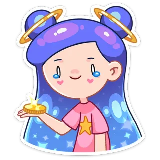 💰 c94dc750 dessin animé, fille, étoile, pièce, galaxie, espace telegram sticker