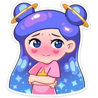 ☺ f573d2b8 Dessin animé, Fille, Mignon, Espace, Planète, Autocollant, Animé telegram sticker