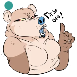 ☝ 1f1e75c7 First off! การ์ตูน, ตลก, สัตว์, หมี, อารมณ์ขัน, แรก telegram sticker