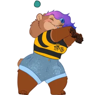 😊 3bfc0d53 หมี, การ์ตูน, สัตว์, ผึ้ง, น่ารัก, กางเกงขาสั้น telegram sticker