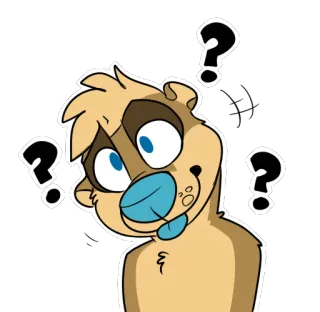 😯 5cc7d71a Berang-berang, Tanda tanya, Bingung, Kartun, Stiker, Furry telegram sticker