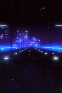 🛣 c10d9706 stadt, nacht, neon, straße, lichter, urban, blau, dunkel telegram sticker
