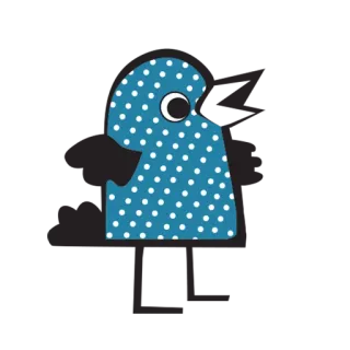 😊 00f6e320 oiseau, mignon, dessin animé, animal, pois, bleu telegram sticker