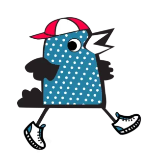 😎 48d140b2 dessin animé, monstre, autocollant, fantaisiste, pois, casquette, chaussures telegram sticker