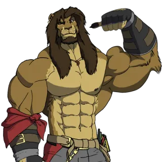 😉 4eb48669 Löwe, Anthro, Muskulös, Tier, Männlich, Charakter telegram sticker