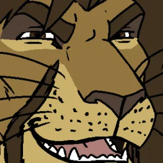 😂 90f6631e Löwe, Tier, Cartoon, Figur, Säugetier, Gesicht, Lächeln telegram sticker