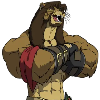 😆 e2d91458 Löwe, Anthro, Cartoon, Muskulös, Tier, Charakter telegram sticker