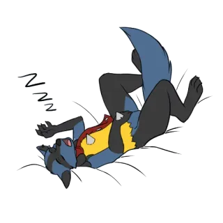 😴 2440ac05 Lucario Pokemon ลูคาริโอ, โปเกมอน, นอนหลับ, การ์ตูน, อนิเมะ telegram sticker