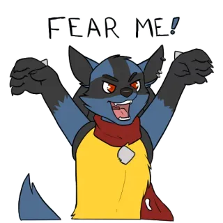 😈 8d2e2210 FEAR ME! เฟอร์รี่, หมาป่า, สุนัข, สัตว์, แฟนตาซี, ความกลัว telegram sticker