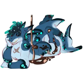 🦈 a44780dd ฉลาม, เฟอร์รี่, มานุษยรูปนิยม, การ์ตูน, สัตว์, ภาพประกอบ telegram sticker