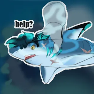 🦈 c230678a help? ฉลาม, การ์ตูน, สัตว์, สีน้ำเงิน, ช่วยเหลือ telegram sticker