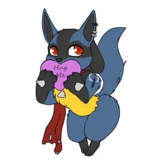 💙 e393052c Lucario Pokemon Hug Me ลูคาริโอ, โปเกมอน, หัวใจ, น่ารัก, การ์ตูน telegram sticker