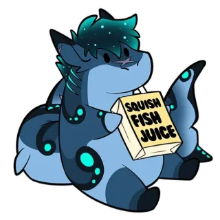 🧃 f7dd5c53 SQUISH FISH JUICE ฉลาม, การ์ตูน, ปลา, น้ำผลไม้, สกุชชี่, น่ารัก telegram sticker