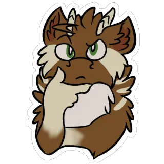 🤔 b9d74b56 думающий, животное, пушистый, стикер, выражение, мультфильм whatsapp sticker