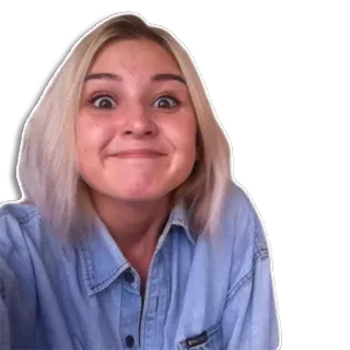 😳 2d060704 ผู้หญิง, บลอนด์, ภาพเหมือน, ผู้หญิง, เสื้อเชิ้ตยีนส์, สติกเกอร์, ใบหน้า, สีหน้า telegram sticker